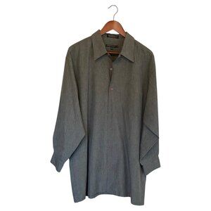Domani Platinum Men's XL Gray Long Sleeve Button Up Shirt Micro Polyester
